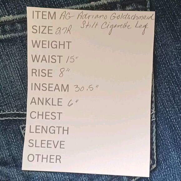 AG ADRIANO GOLDSCHMIED Women's 27R STILT CIGARETTE LEG Low Rise Jeans USA - Picture 9 of 9